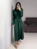 Plataz 2024 New Waist-Skinny Strap Solid Color Long-Sleeved Dress Design Dress Dress Woman