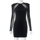 Plataz Women's 2025 Autumn And Winter New Long-Sleeved Splicing Perspective Hottie Dress DJPT