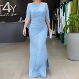 Plataz Summer Round Collar Small Shawl Design Dress Slim Height Waist Skirt