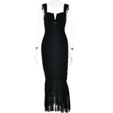 Plataz Spring And Summer Slings Splicing Dress Stylish Sexy Tatry Folded Fishtail FD9738 HZ0628