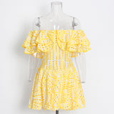 Plataz New Australian Trendy Design Elegant Short Dress Word Collar Lanky Thin Dress Woman