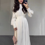 Plataz And Intellectual French-Style Collar Simple Fashion Lantern Sleeve Long Sleeve High-Waisted Long-Rise Skirt