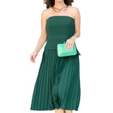 Plataz Summer New Fashion Elegant Sleeveless Breast Design 100 Rolls Solid Color Retro Long Dress