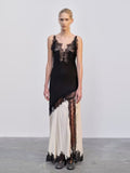 Plataz Famous Style Retro Dress 2025 Summer New Sling Lace Splicing Hollow Design Dress Dress Dress