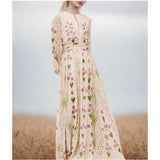Plataz Spring And Summer Small Elegant Fresh Generous Flowers Floating Holiday Dress