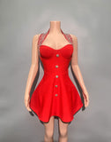 Plataz French Hanging Neck Banding Dress Beautiful High-End Feel Party Small Dress
