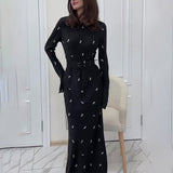 Plataz New Comfortable Fashion Round Wave Point Repair Waist Long Dress