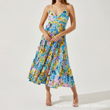Plataz Summer New Fashion Colorful Printing Press Folding Sling Dress