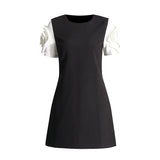 Plataz Famous Style Dress 2025 Summer New Round Collar Three-Dimensional Flowers Solid Dress Woman