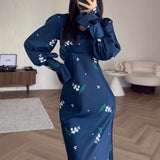 Plataz Comfortable And Stylish Printed Horn Sleeves With Long-Sleeved Dress