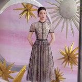 Plataz 2025 Summer Round Collar Lace Three-Dimensional Flower Mesh Embroidery Dress