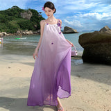 Plataz Holiday Purple Sling Dress Women's Summer 2025 New Loose Thin Gentle Temperament Fairy Dress