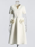 Plataz Elegant Style 2025 Spring New V-Neck Rose High-Waisted Dress Dress Dress Woman