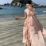 Plataz Photo Wearing Hainan Sanya Resort Beach Skirt Temperament Super Fairy Long Dress Birthday Dress