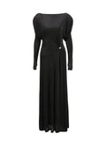 Plataz Elegant High-End Dress Dress 2025 Summer New Round Collar Kinestic Body To Collect Waist Long Dress Dress Woman
