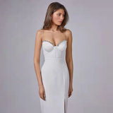 Plataz 2025 Sexy Diamond-Studded Temperament Sling With Forked And Banded Dress Banquet Dress