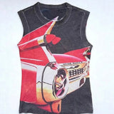 Plataz Summer Model Aircraft Printed Vest Sleeveless Coat Women's Top Vest Y2k Harajuku Top DJPT