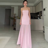 Plataz 2025 New Solid-Colored Sleeveless Chest-Width Roll-Back Hip-Upper Dress