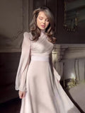 Plataz Collar Dress Woman 2024 New Long-Sleeved Tea Break French Fairy Waist Dress