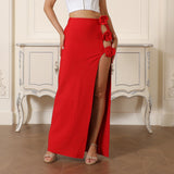 Plataz Fashion Three-Dimensional Flower Banding Half-Body Skirt Sexy Open Party Half-Dress Skirt