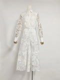 Plataz 2024 Australian Fashion Elegant Collar Lantern Sleeve With Belt Embroidered Air Dress Dress