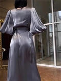 Plataz Lantern Sleeve Long-Sleeved Vertinands In Autumn And Tying Dresses For Women