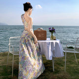 Plataz Long Sweet Hottie Beach Dress Women's Broken Flower Dress Sanya Thailand Seaside Holiday Dress Summer