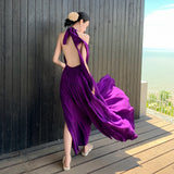 Plataz Temperament Tied With Hanging Neck Dress Female Summer New Hot Girl Bare Back Sexy Slimming A Word Dress