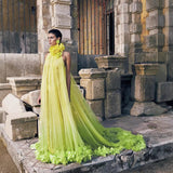 Plataz neck large open-back dress tulle robe maternity dress prom dress bride morning robe private HZ1007