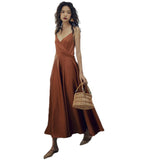 Plataz Seaside Resort Beach Skirt Women Summer Acetate Densate Cross Fine Shoulder Strap Sexy Bare Back Sling Skirt Fairy
