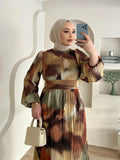 Plataz 2025 New Fashion Temperament Long-Sleeved Round Collar Loose Design Dress Dress Dress Dress Woman