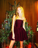 Plataz Christmas Party Dress Word-In-Letters With Sling Skirt Gold Velvet Dress