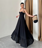 Plataz Summer New Fashion Stacked Solid Color Sexy Sling Dress