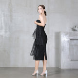 Plataz Banded Dress Summer New Temperament Sex High-Waisted Dinner Dress Brat Mesh Dress