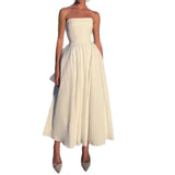 Plataz Sexy Women's Summer Wearing A Fish Bone Thoracic Dress Pure Style Hot Girl Repair In The Back Of The Long Dress HZ0628