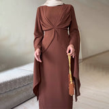 Plataz Fashion Comfortable And Loose Solid Color Temperament Bat Sleeve Dress In Autumn