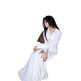 Plataz Sanguan Light Luxury Niche 2025 Early Spring White Long-Sleeved Shirt Dress Slimming Dress Dress