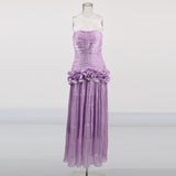 Plataz Yuanfeng Light Luxury Evening Dress 2025 New Women's Summer Breast Flavor Flavor To Waist Leaf Sides And Matching Dresses