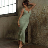 Plataz Spring And Summer Slings Splicing Dress Stylish Sexy Tatry Folded Fishtail FD9738 HZ0628