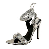 Plataz Heels 2025 New Sexy Cross-Lace With Water Toe Summer With High Heel Sandals High Quality Shoes