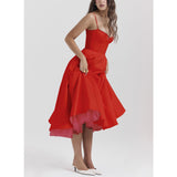 Plataz Women's New Sling V-Neck Sleeveless Dress Pony Skirt HZ0628