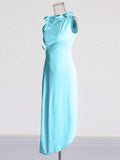 Plataz Dress Women's Dress Spring 2025 New Pink Sleeveless Bow Splicing Body Repair Long Dress