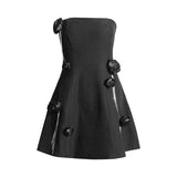 Plataz Babes Dress 2025 Spring New Three-Dimensional Rose Espoo Diamond Waist Bra Dress Dress Woman