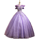 Plataz Solo Performance Suit 2025 New One-Word Shoulder Vocal Art Canopy Skirt Presided Over Purple Evening Dress Girl Spring