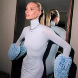 Plataz Autumn And Winter Women's Dress Fashion High-Necked Long Sleeves Slimming Dress