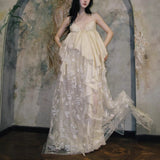 Plataz New V-Neck High-End Sling Dress Retro Niche Dress Wedding Morning Dress