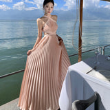 Plataz Summer New Birthday Dress Women's Seaside Resort Beach Dress High-End Feeling Hanging Neck Dress