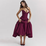 Plataz Party Dress Burst Sexy Low-Rise Long Dress Deep V Wrapped Breast Dress