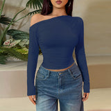 Plataz Autumn 2025 New Women's Clothing Fashion Style Casual Shoulder-Slender Long-Sleeved Top Lady DJPT