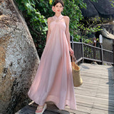 Plataz New Summer Photo Wearing Hanging Neck Beach Dress Sanya Seaside Holiday Dress Woman